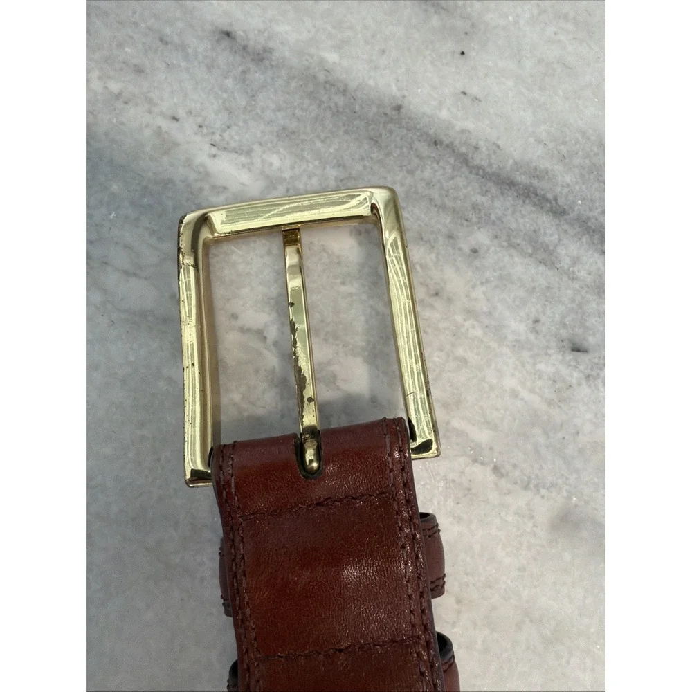 Daniel Cremieux Belt Mens 40/100 Brown Embossed Leather Signature Collection GWB